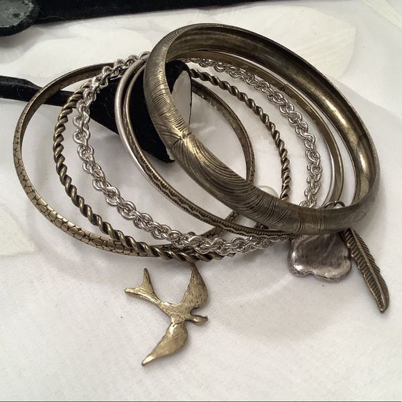 Boho Bangle Set Of Six With Charms - Picture 4 of 6